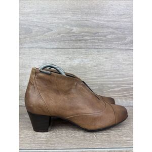 Mephisto Maddie Women’s Sz 7.5/EU 5 Brown Leather Slip On Heeled Pump Ankle Boot